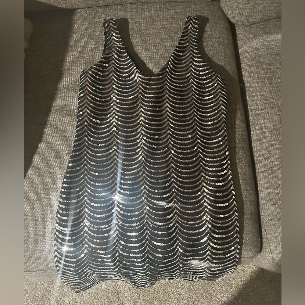 Black and Silver Sequin Dress